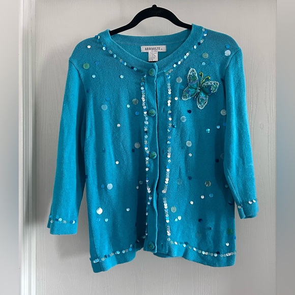 Arriviste Sweaters - Arriviste | Turquoise Cardigan Sweater | Size Medium